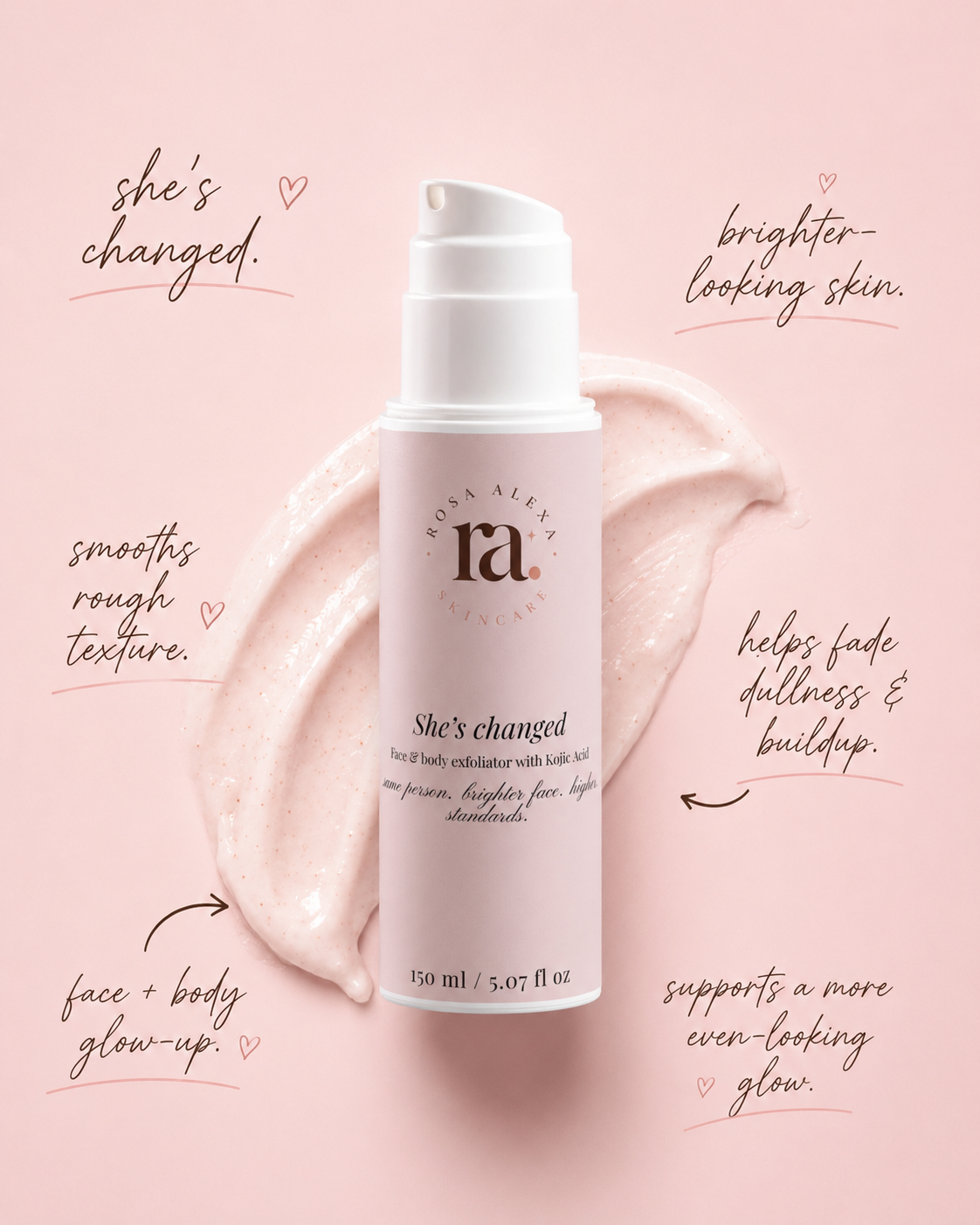 She's Changed face & body exfoliator with Kojic Acid