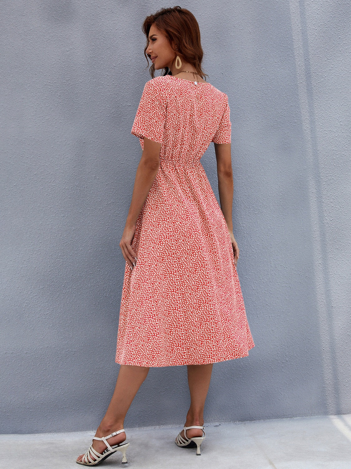 Summer Round Neck Short Sleeve Midi Dress